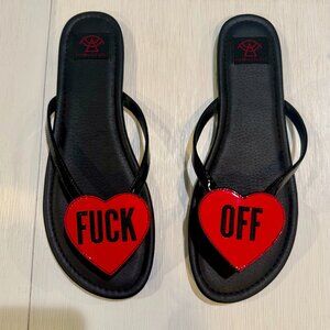 STRANGECVLT BETTY F**K OFF HEART BLACK & RED SIZE 11